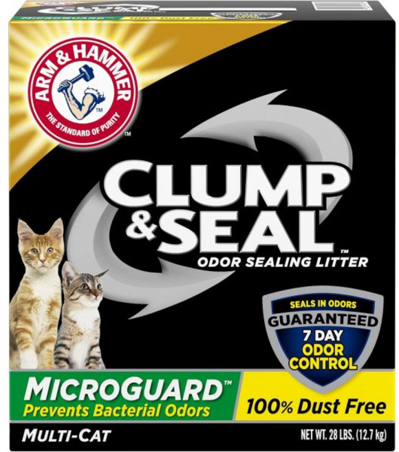 고양이모래 화장실 캣리터 암 앤 해머 클럼프 씰 마이크로가드 고양이 쓰레기 28파운드, 28 lb