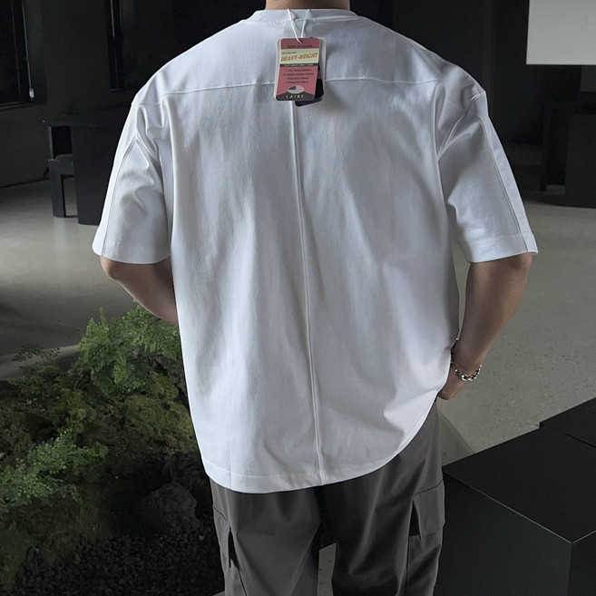 헤비웨이트 절개 워싱 오버핏 반팔티