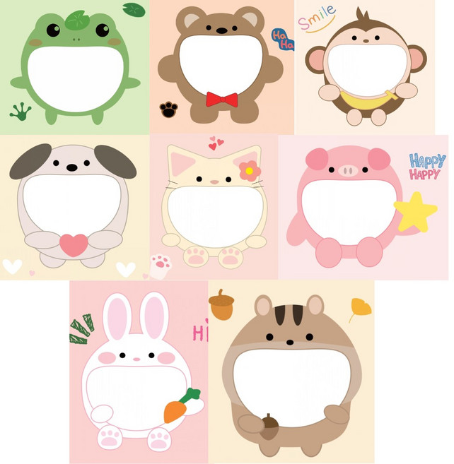 대형 네임 스티커 견출지 이름표 구디백 도시락 선물 포장 데코 라벨지 선샤인마켓 스마일 마이네임, 1세트, 3. 동물 네임스티커 B (80매)