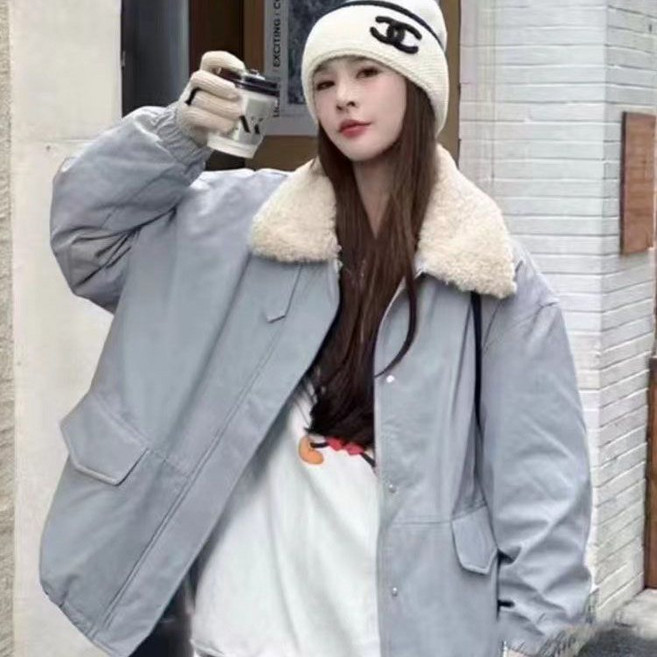 페이준 여성 가을 겨울 램스울 야상 기모 도톰 캐주얼 루즈핏 점퍼 코트 YJ1186