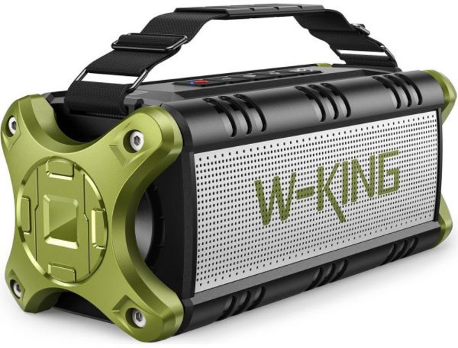 W-KING 블루투스 스피커 90W 맥스 휴대용 라우드 무선 IPX6 방수 야외 50W 딥 베이스2 강력 서브우퍼40H파워 뱅크듀얼 페어링EQTFAUXNFC 캠핑 수영 파티용, [관부가세포함] W-KING 블루투스 스피커 90W 피