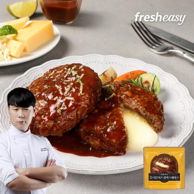 최현석 한돈한우 더블 치즈 함박스테이크, 17개, 180g