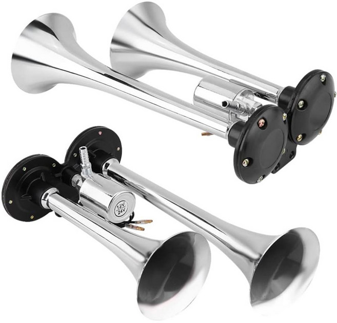 오토비트 쌍나팔 에어혼 / 3발 덤프트럭 에어혼 (12V24V겸용 밸브형) 에어크락션 2종중선택 소리&설치 동영상 수입원, 1개