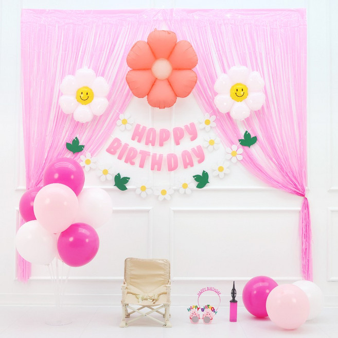 파티짱 생일 데이지 풍선 가랜드 세트, 1세트, 핑크