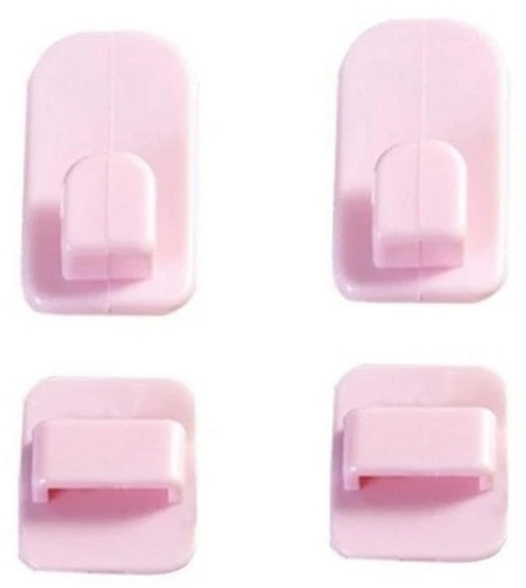 플라스틱 후크 2 쌍(4pcs) 끈적 세트 TV 에어컨 원격 제어 키 실용적인 벽 스토리지 홀더 강력한 옷걸이, 01 분홍색