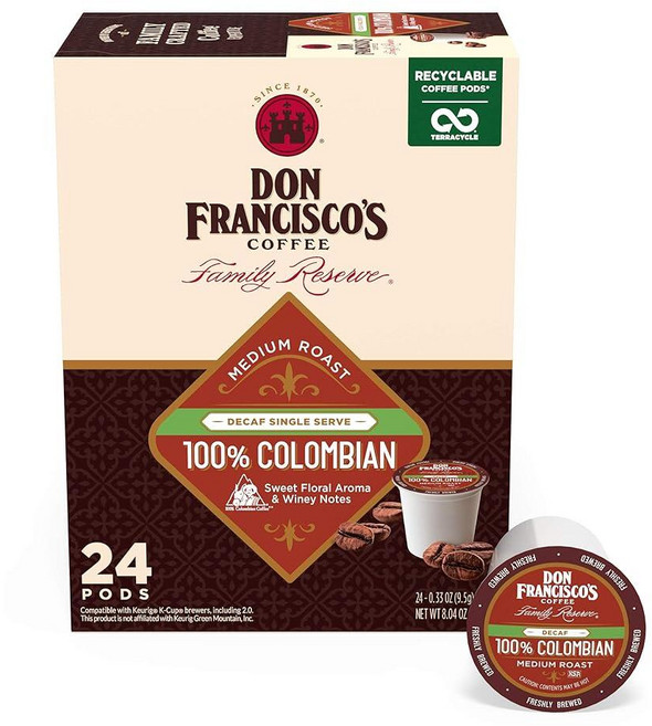 돈프란시스코 디카페인 100% 콜롬비아 미디엄 로스트 캡슐 커피 9.5g 24개입 1박스