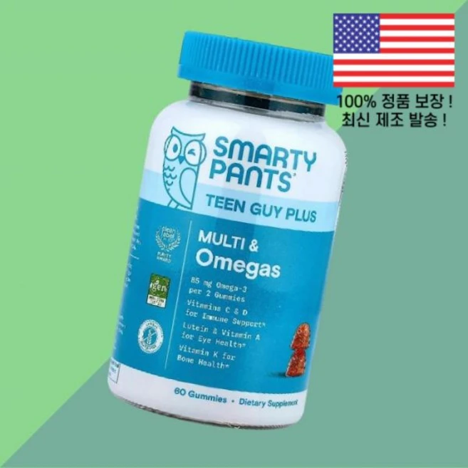 스마티팬츠 틴 가이 플러스 멀티 오메 파인사과 애플 오렌지 젤리 구미 60개입 SmartyPants Teen Guy Plus Multi Omegas Pineapple Orang, 1, 60 - 쿠팡