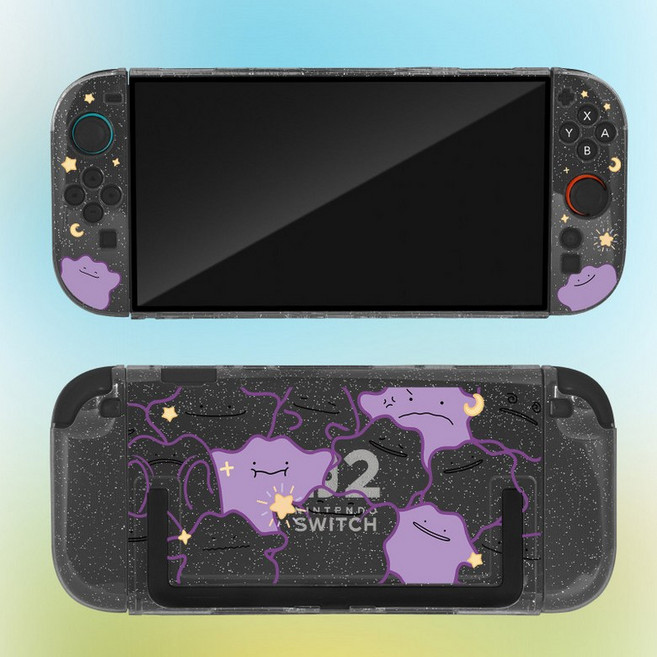 닌텐도 스위치2 포코피아 포켓몬스터 보호 케이스 세트 조이스틱 컨트롤러 보호용 메타몽 커버 Switch2, 1개, 7_NS2-포코피아 반짝이 케이스, 단일 모델
