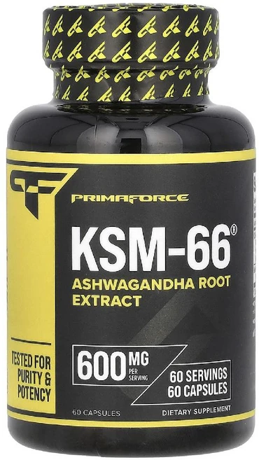 프리마포스 아슈와간다 600mg KSM-66 Ashwagandha Root 캡슐 60정, Primaforce, KSM-66, 아슈와간다 뿌리추출, 1개 - 쿠팡