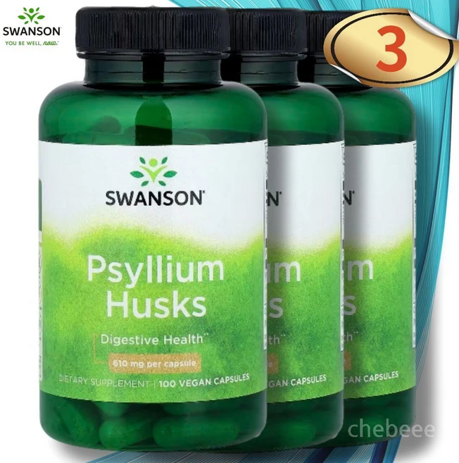 스완슨 차전자피 610mg 100정 3병 수용성 식이 섬유, 3개 - 쿠팡