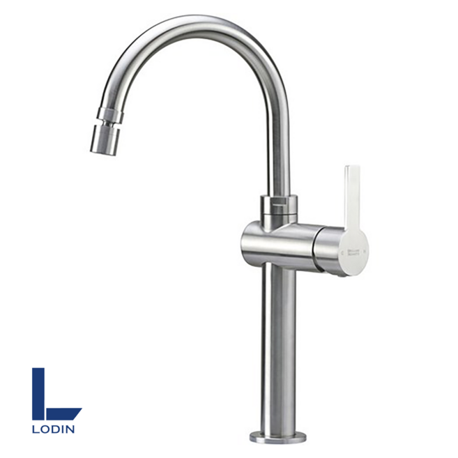 로딘 고급 탑볼 파우더 세면대 수전 무광 스텐304 원홀 세면 욕실 수도꼭지, 1개