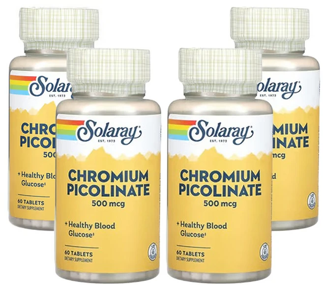 솔라레이 피콜린산크로뮴 500mcg, 4개, 60정 - 쿠팡