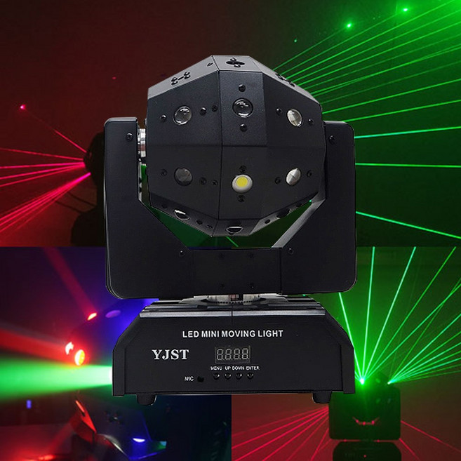 YJST 미니 16구 무빙 레이저 미러볼 싸이키 특수조명 노래방 클럽 파티 행사 바닥조명 천장조명, 1개, 블랙