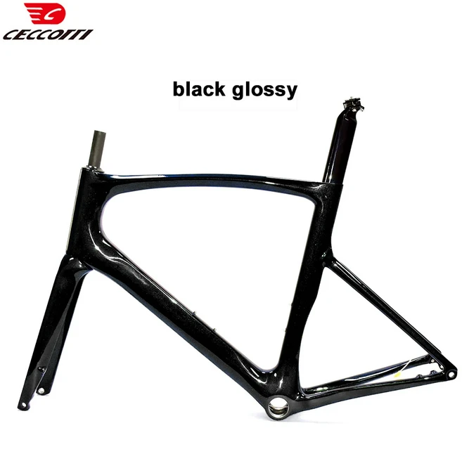 CECCOTTI RF27 모델 로드 바이크 프레임 내부 와이어링 카본 T47BB 및 디스크 자전거 세트, 16 black glossy, 04 54센티미터