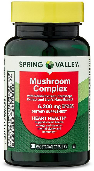 스프링밸리 머쉬룸 컴플렉스버섯 추출물 6200mg 캡슐 Spring Valley Mushroom Complex, 1개, 30정