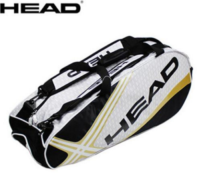 배드민턴 백 대용량 테니스 라켓 배낭 체육관 스쿼시 분리된 신발 포함 3-6 개, 2) Gold, 1개