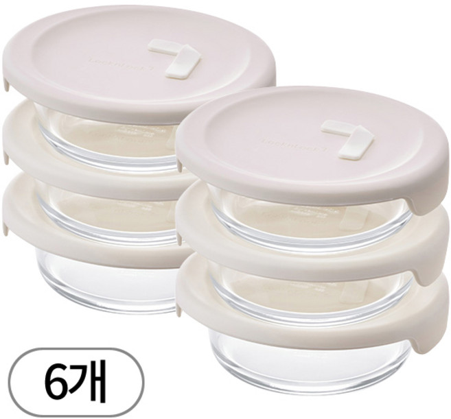 락앤락 리뉴얼 바로한끼 밥용기 250ml 6개 아이보리 내열유리용기, 1세트