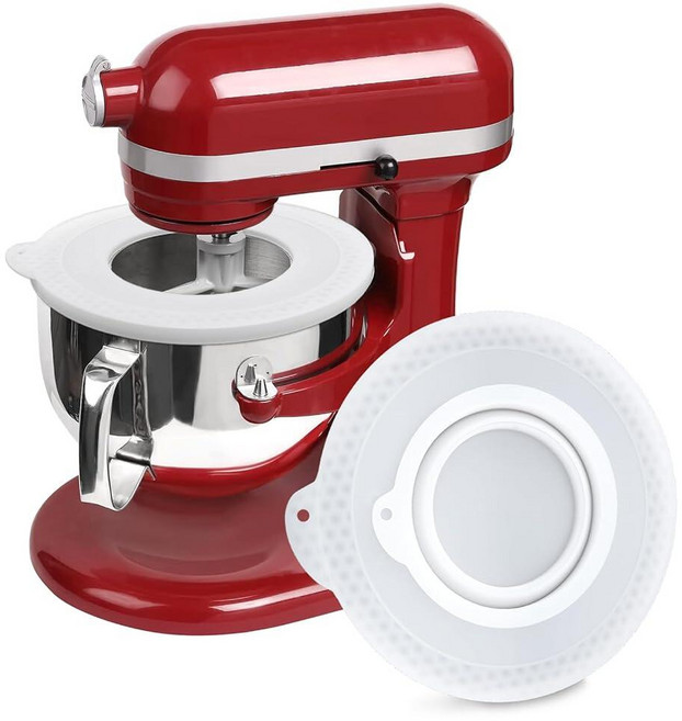 GABRELLA KitchenAid 4.5-5쿼트 틸트 헤드 스탠드 믹서 볼과 호환되는 실리콘 볼 커버 재료가 쏟아지는 것을 방지하는 믹서용 주방 보조 커버 (화이트) 316, 6-7 QT (화이트)