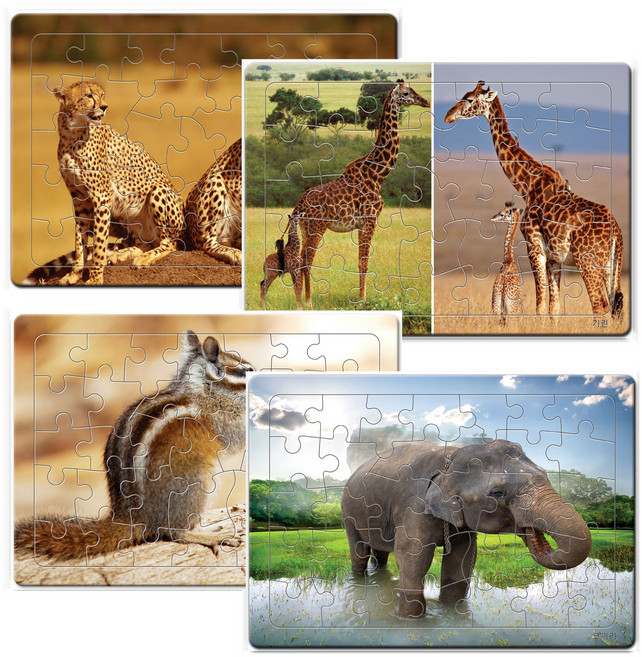 기린 코끼리 치타 다람쥐 퍼즐 35조각 4종세트, 35피스, 4개