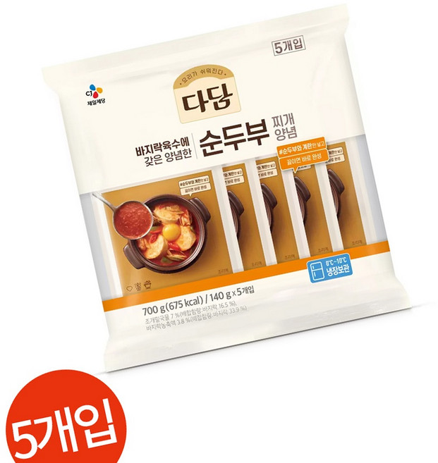 다담 바지락 순두부 찌개 양념 140g 5개 밥반찬