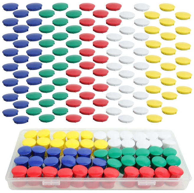 뮤즈 원형 칼라 자석 홀더 미니 / 사이즈 15mm 110개입 빨강 파랑 녹색 노랑 흰색 각 22개씩, 1세트