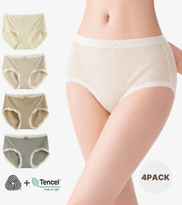리보네 [메리노울+텐셀] 사계절 심리스 여성팬티 4종세트
