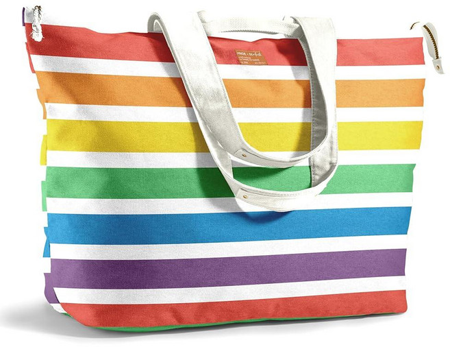 Fit & Fresh 여성용 대형 비치 백 - 주머니가 있는 엑스트라 라지 여행용 토트백 다채로운 줄무늬 22인치 x 18인치 x 12인치 All the Things 위켄