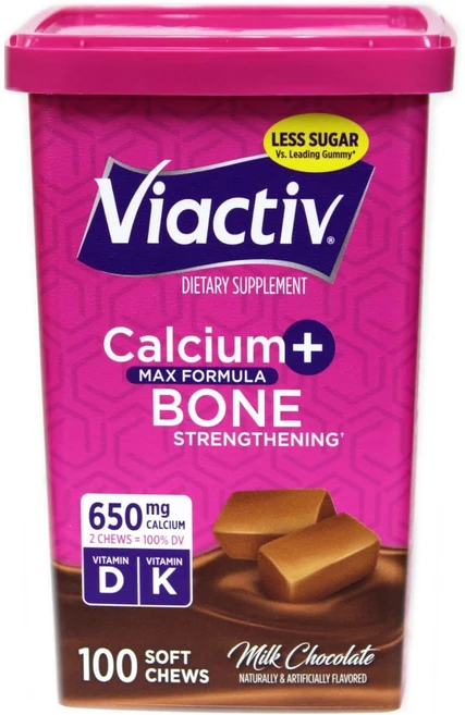 바이엑티브 칼슘 플러스 D 밀크 초콜릿 소프트 츄, 1개, 100정 - 쿠팡