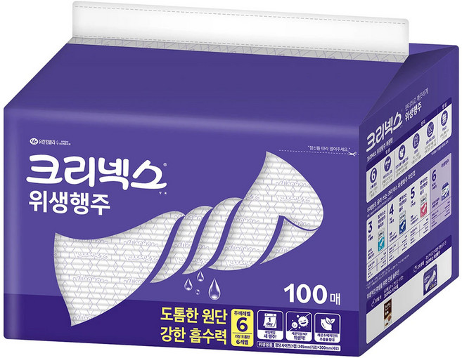코스트코 크리넥스 위생행주(100매) 무형광 다용도 장난감 주방 집안청소 일회용 손걸레, 100개, 1개