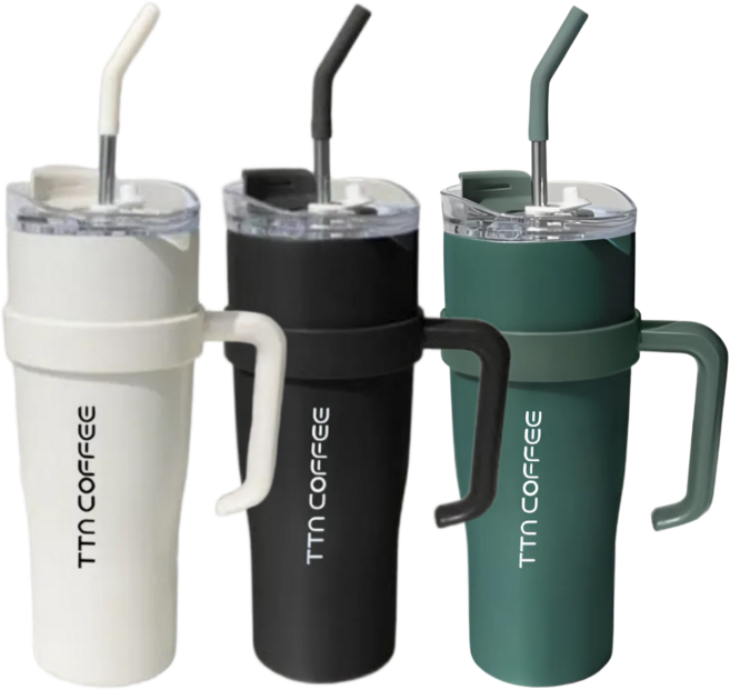 [완벽한 보온보냉 밀폐까지] 6tyone 대용량 손잡이 보온병 텀블러 아이보리, 1개, 1250ml