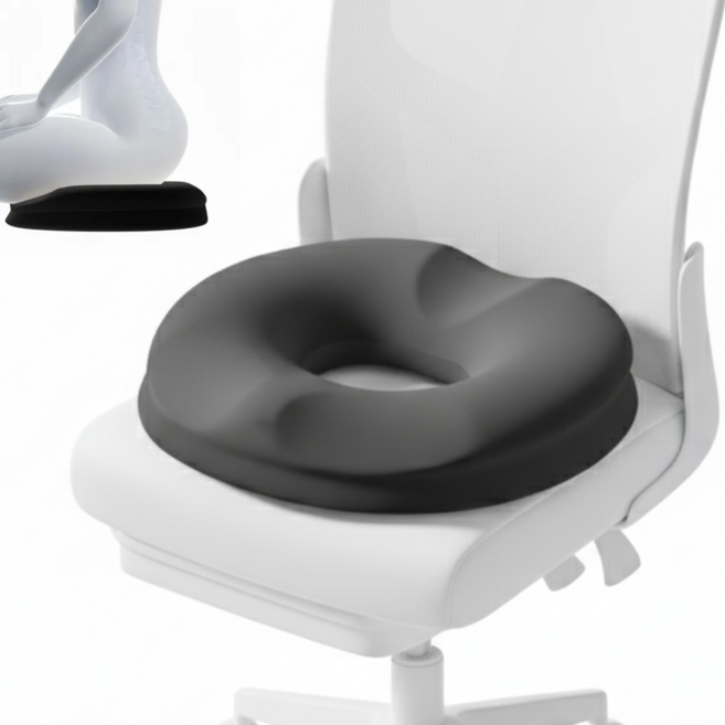 루베리코 임산부 회음부 치질 메모리폼 도넛 방석, 1개, 블랙