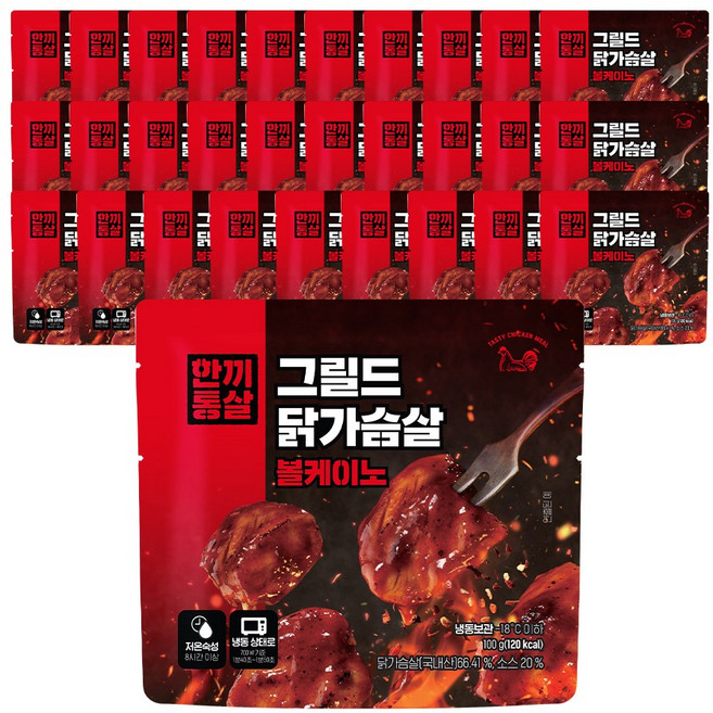 한끼통살 그릴드 닭가슴살 볼케이노맛 30개입, 100g, 30개