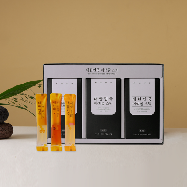 [강개상인 공식몰]대한민국이색꿀스틱 (10g x 30포), 대한민국이색꿀스틱(10gx30포), 쇼핑백 ＋ 선물포장