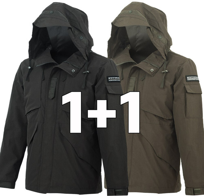 워킹맨 1+1 봄 가을 시즌 방수기능 남성 작업복 야상 자켓 캠핑 잠바 라이더 자켓 아웃도어 아우터 F114