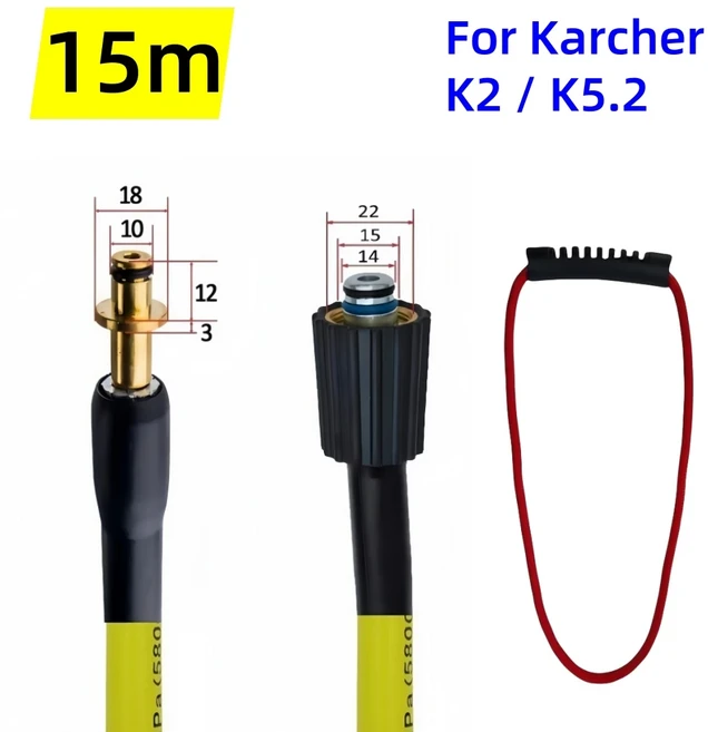 10 ~ 20m 5800PSI 압력 청소 기계 호스 파이프 코드 물 청소 호스 일부 Karcher K2/K5.20 용 세차기 호스, 01 빠른  Mainland, 03 15m