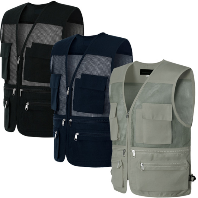 1+1 사계절 빅사이즈 작업 조끼 남자 등산 낚시 아웃도어 단체복 배달 퀵 작업용 MDJK150HI