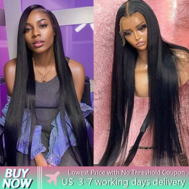 스트레이트 정면 가발 인간의 머리 13x4 투명 프런트 Pre 뽑은 브라질 저렴한 판매 중, 01, 03 34인치, 03 NEW 6X4 Glueless Wig, 1개