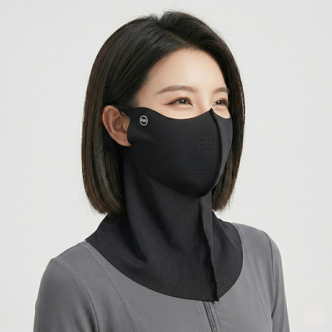 로바인 골프 스포츠 남여공용 자외선차단 마스크, 블랙, 2개