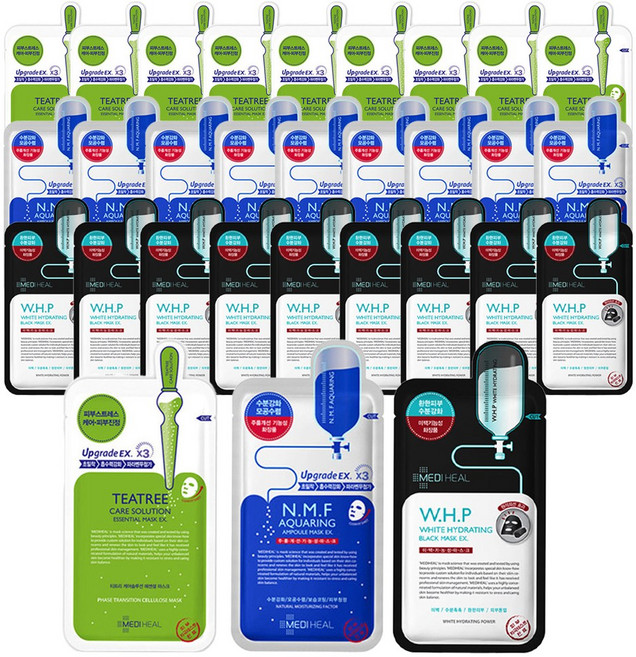 메디힐 티트리 케어솔루션 10장 + NMF 아쿠아링 10장 + WHP 미백수분 10장 마스크팩 총30장, 1개입, 1개