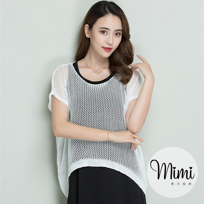 Mimi 韓版薄款寬鬆鏤空針織上衣