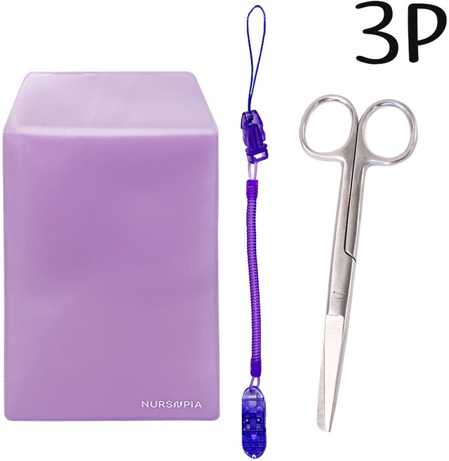 널스포켓 스프링집게줄 시저가위 14CM 모음 간호사용품, 1개, 퍼플 널스포켓_스프링집게줄_시저가위모음