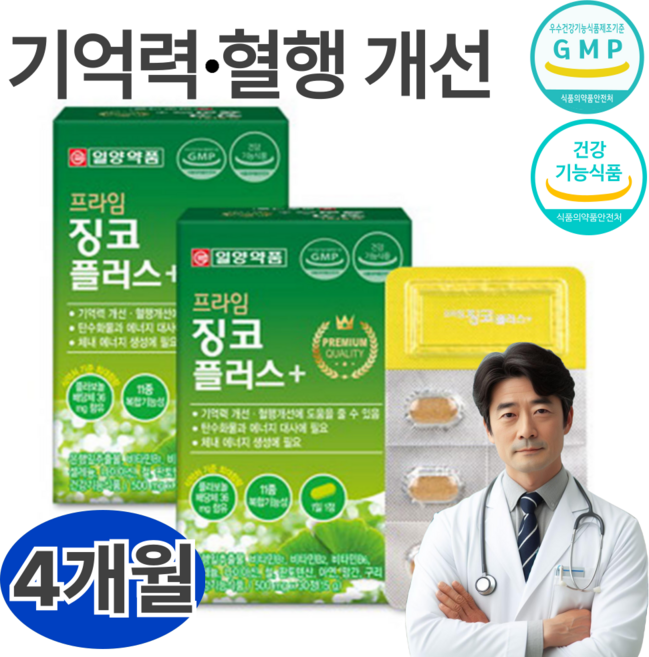 주리몰 은행잎추출물 플라보놀배당체함유 징코 나이아신 판토텐산 아연 망간 구리 셀레늄 철, 60정, 2개