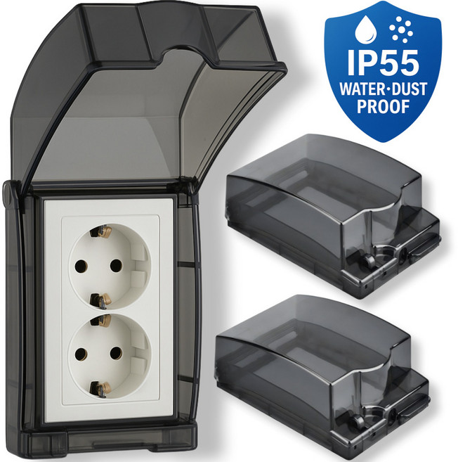 방수 안전콘센트 커버 세로형 + 양면스폰지스티커, 2세트