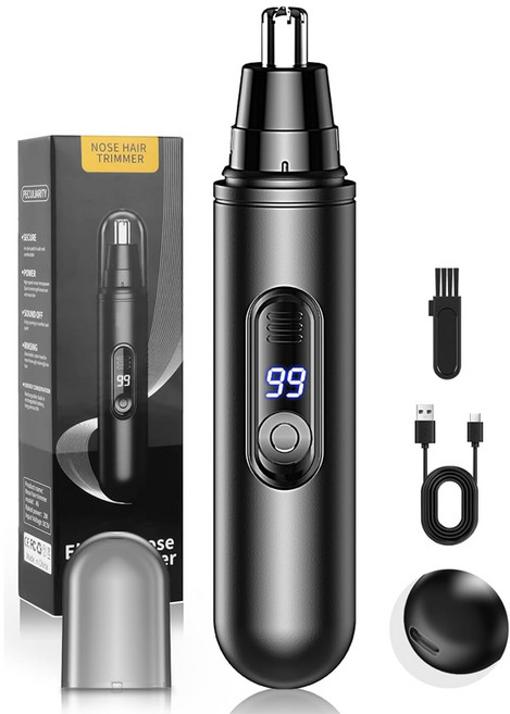 프리라이프 충전식 미니 코털제거기 휴대용 전동 콧털정리기 C타입 LED 잔량표시, 블랙 BM-8, BM-8