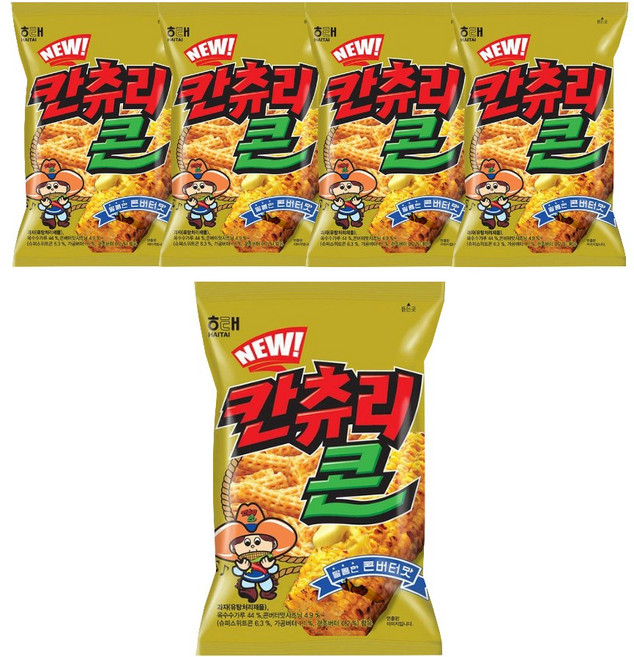 해태제과 칸츄리콘 콘버터맛, 90g, 5개