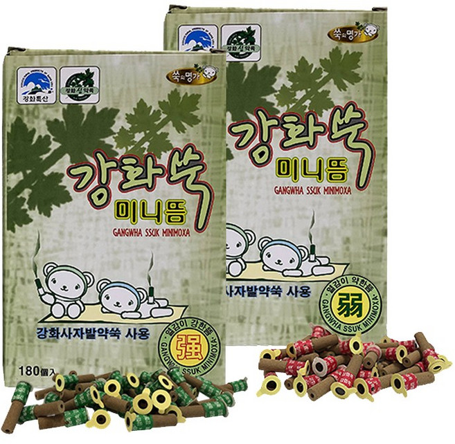 쑥의명가 100% 사자발약쑥 미니뜸 180개입 무흔지 포함 한의원 가정용 쑥뜸 알뜸 약쑥(180개입), 1개