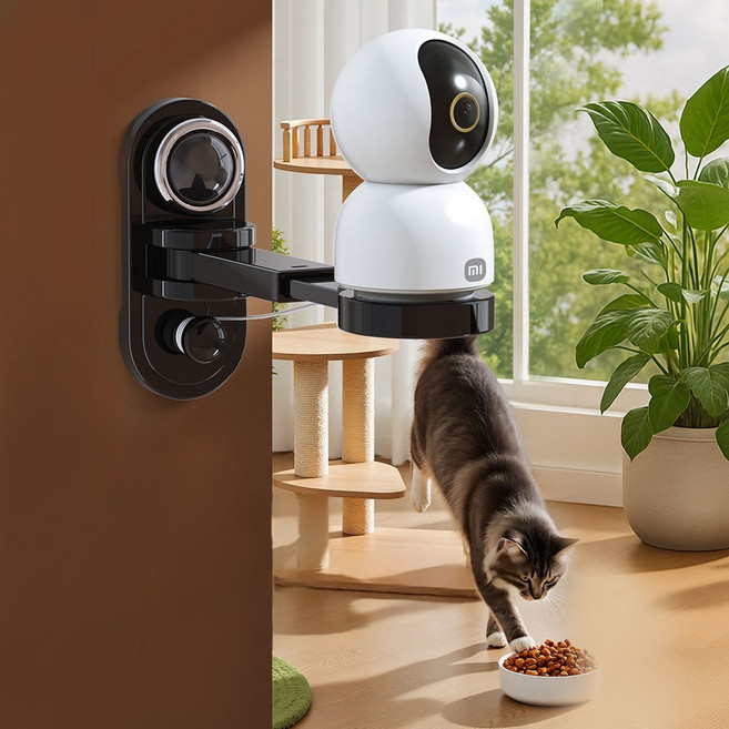 홈캠거치대 무타공 CCTV 카메라 고정 설치 각도조절 거치대, 1개, 블랙