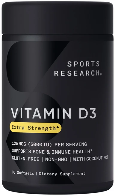 스포츠리서치 비타민 D3 5000IU 소프트젤, 30정, 1개 - 쿠팡