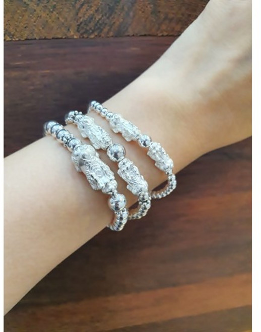 925SILVER 순은 재물운 성공운의 상징 비휴 은팔찌 (3가지 사이즈)