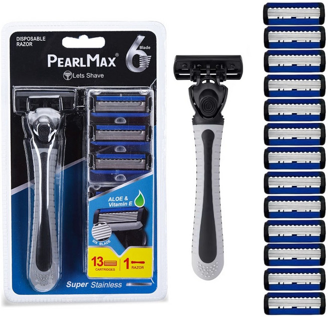 PureEdge 6중날 면도기 + 리필블레이드 13개 쉐이빙폼 3EA 포함, 1세트, 면도기(1개)+리필블레이드(13개)